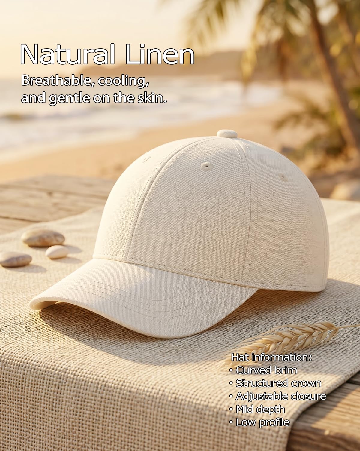 Zylioo Gorra de béisbol de lino XXL para hombres y mujeres, sombrero de verano transpirable grande, gorra casual ajustable para viajes, caminar, playa — view 6