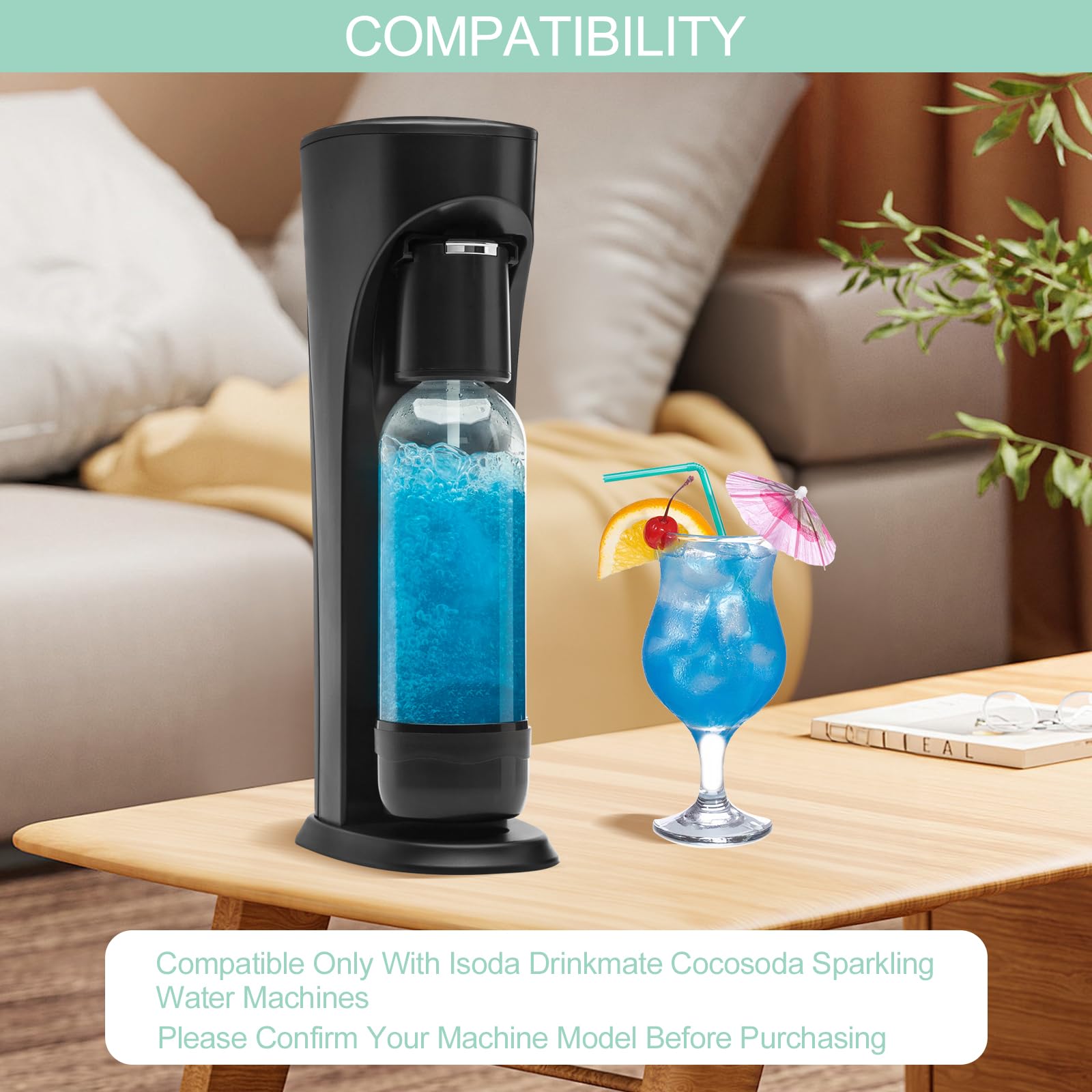4 pezzi Bottiglie per la Produzione di Soda, Bottiglie per Carbonatazione Compatibile con Isoda Drinkmate Cocosoda, Senza BPA, Riutilizzabili, in PET, Nero e Bianco, per Macchina per Soda