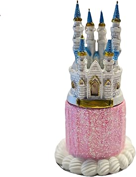 Fake Mini Cake- Pink Glitter Princess Castle Topper on Fake Cake - 2 pc Set- Handmade by Dezicakes- Fake Cake -Artificial Cake