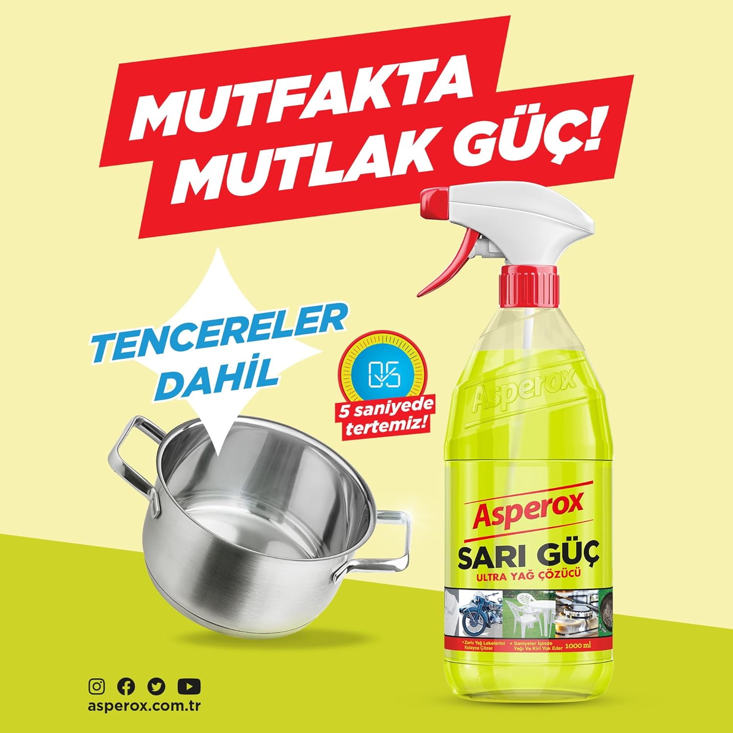 Asperox Sarı Güç Yağ Çözücü Sprey 1000 ml