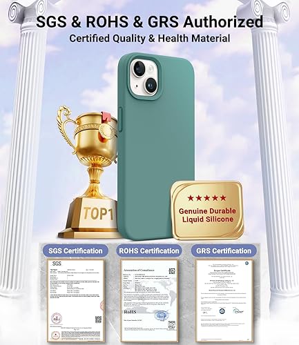 Miniatura 6 de OTOFLY Compatible con iPhone 15, funda delgada de silicona a prueba de golpes para iPhone 15 (6.1 pulgadas), color verde pino