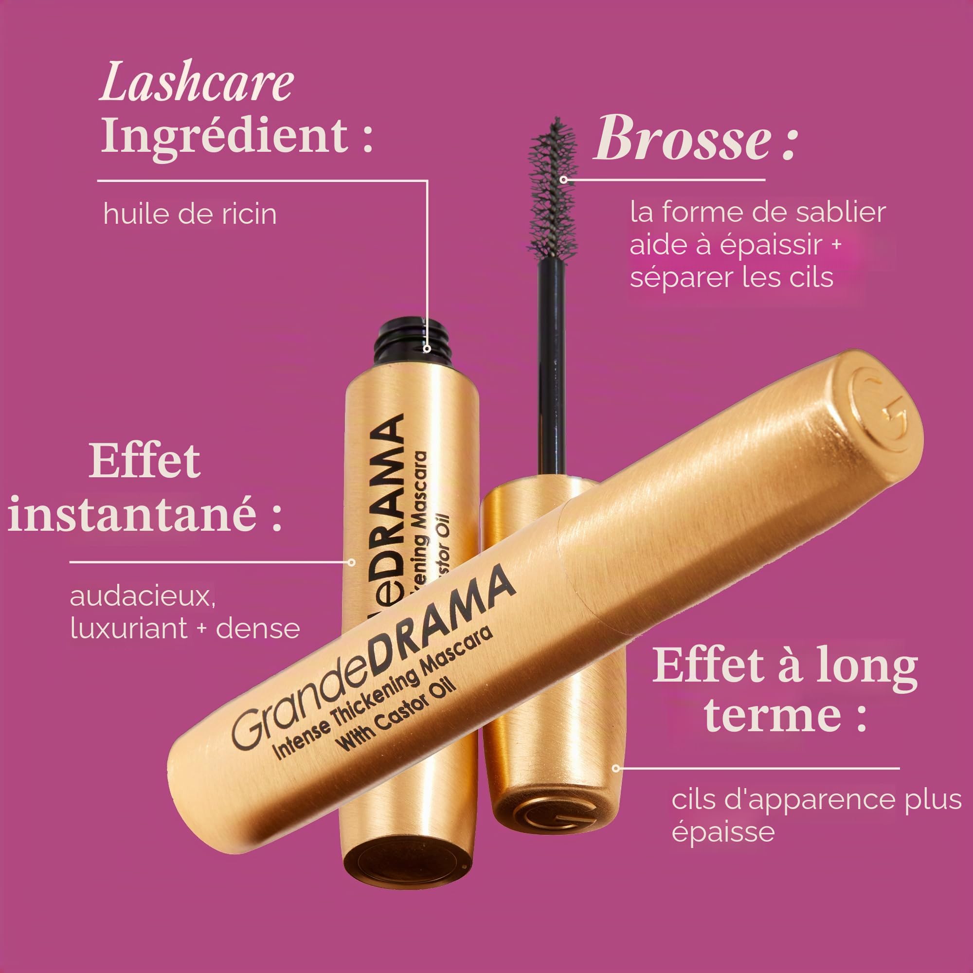 Grande Cosmetics GrandeDRAMA Intense Thickening Mascara - Black For Women 0.32 oz Mascara