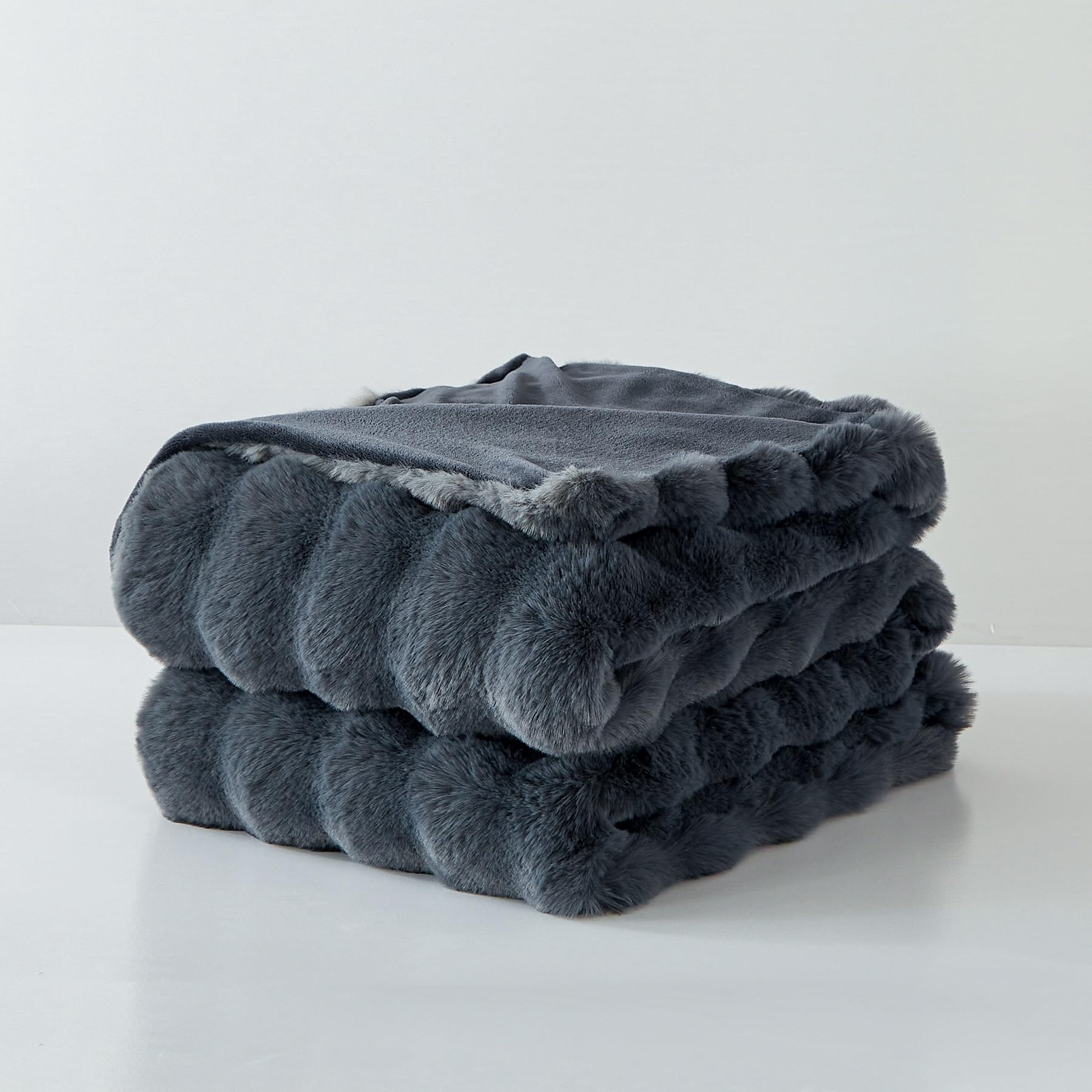 Manta polar (200 x 220 cm, invierno, cálido, gris, funda de sofá, felpa, piel de conejo, textura de burbujas, supersuave, manta suave, regalo para mujer