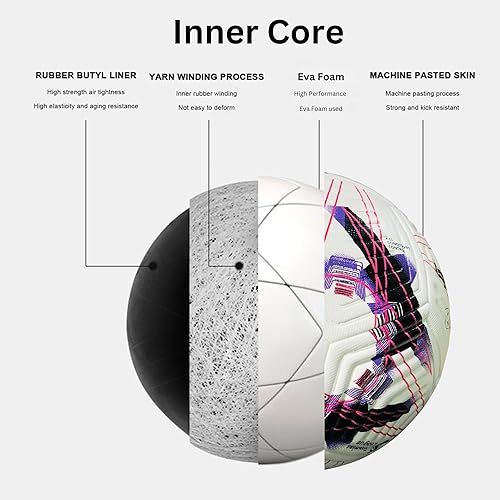 Miniatura 2 de Balón de fútbol profesional 2023-2024  Tamaño 5 oficial de fútbol, fútbol de piel sintética de alta calidad con control de todas las condiciones,