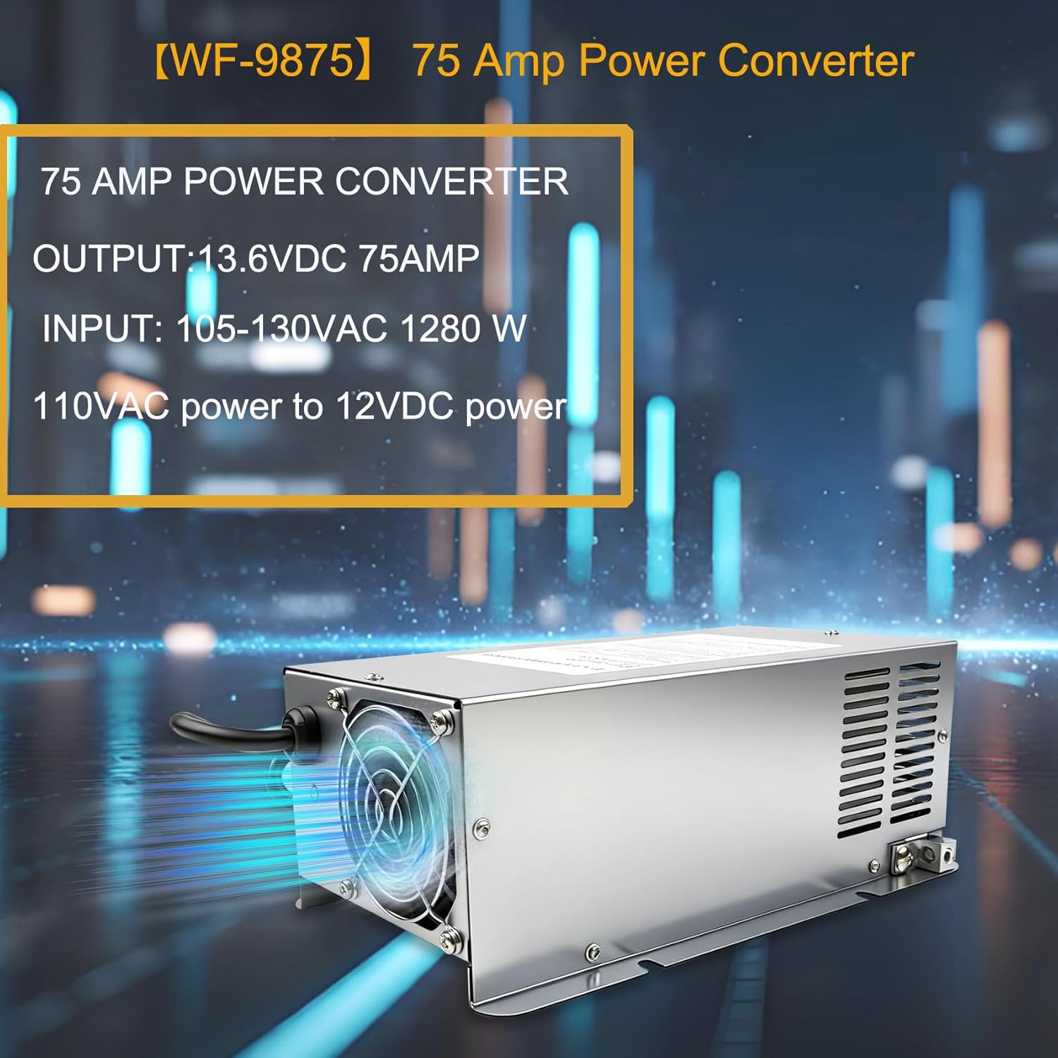 WF-9875 75 Amp Power Converter, WF-9875-AD, Replace for Trailer Camper 9800 Series,WF-9875-MBA,WF-9875-AD-MBA, 75 Amp Power Converter for Rv, 5 Years Warranty