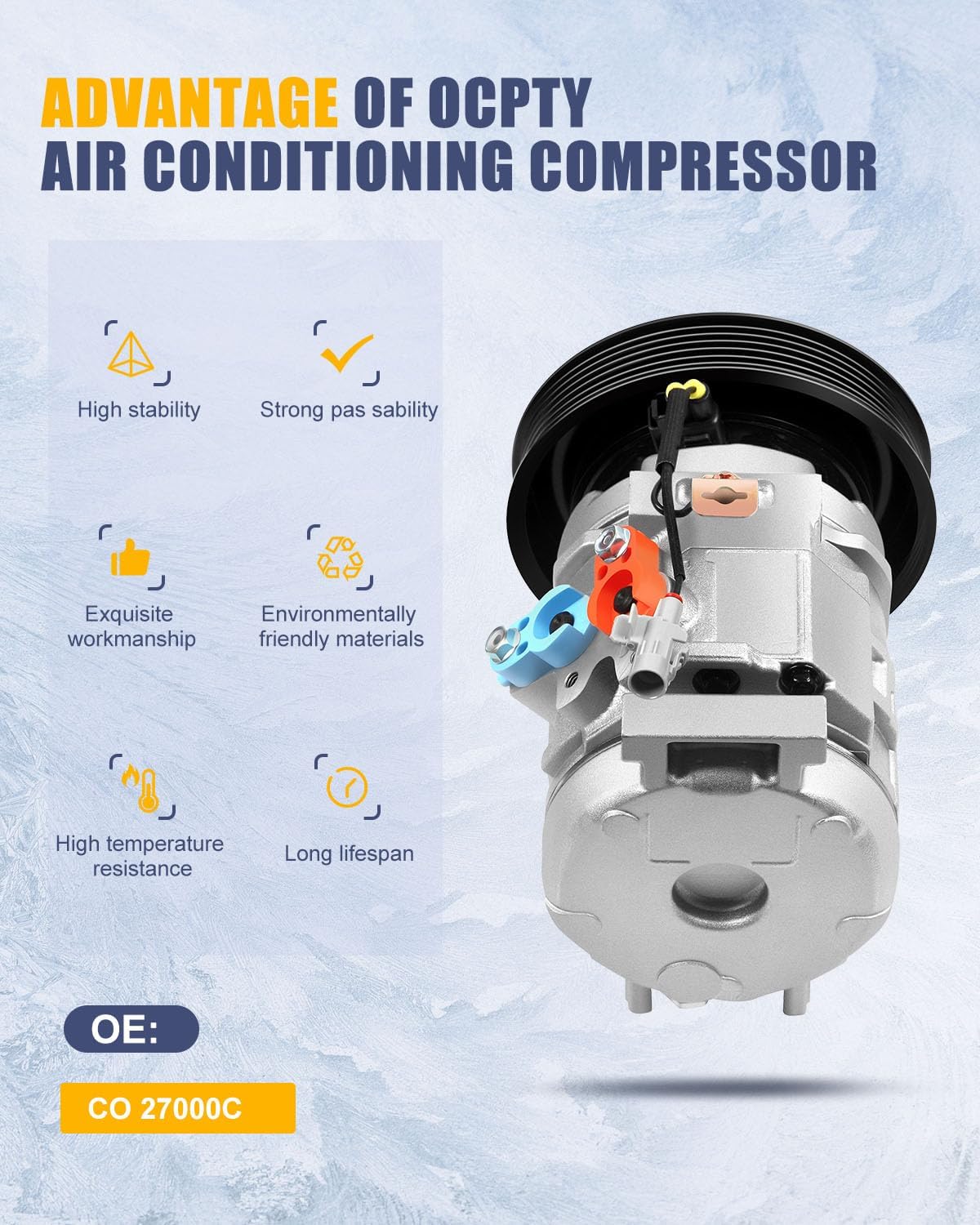 OCPTY AC Compresso for Toyota Corolla 1.8L for Toyota Matrix 1.8L for 2003 2004 2005 2006 2007 2008 8832002120 15-21611 471-1407 78391 6511714 144004C
