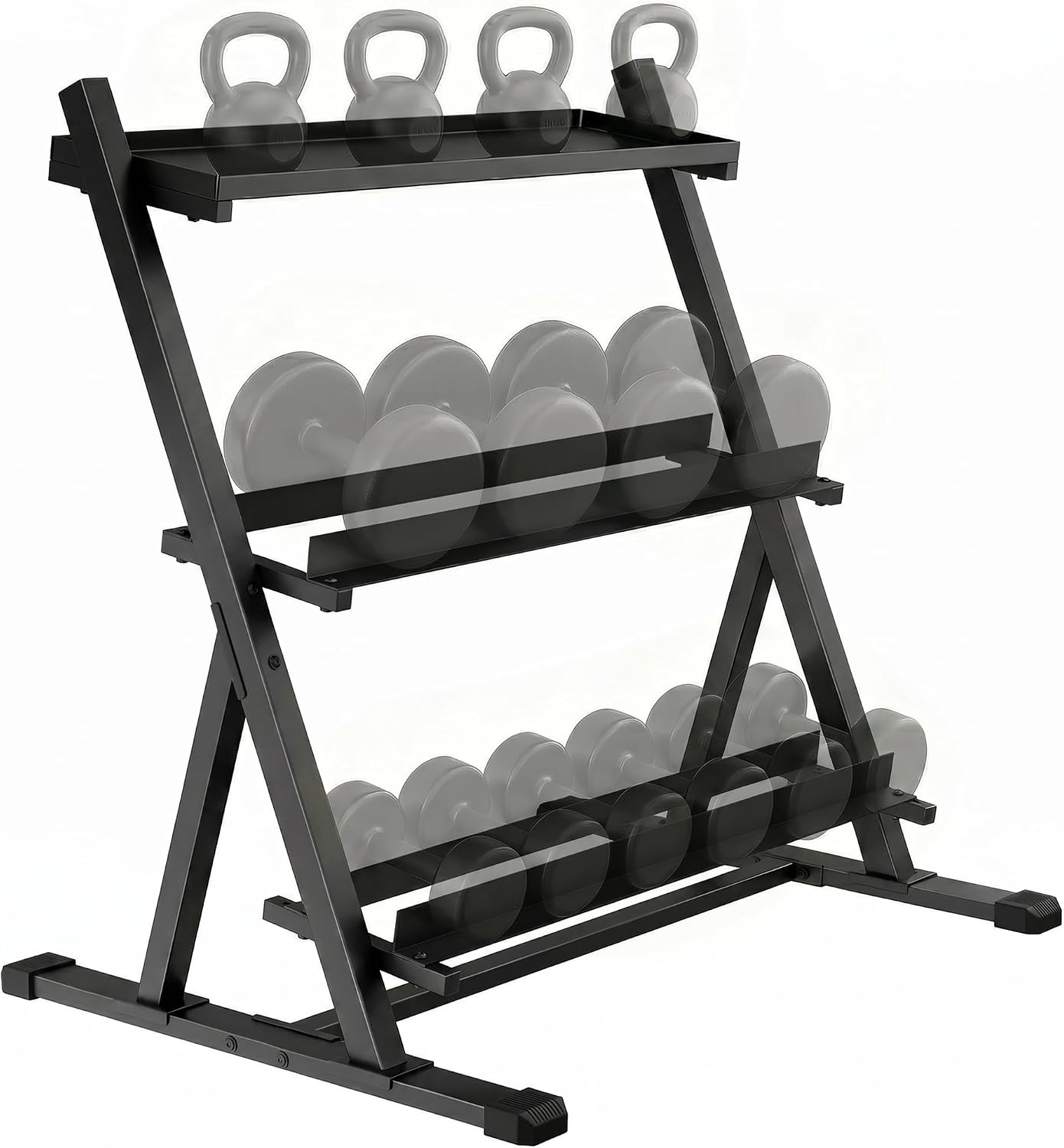 SPORTNOW Adjustable Three-Tier Dumbbell Stand Max. 200 kg Non-Slip