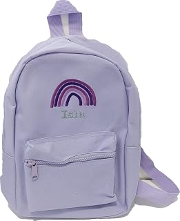 Lilac Rainbow Backpack Personalised - Children's Rucksack with Name and Rainbow - Great for School, Lunch, Gym, Nursery - Kids & Toddler Backpacks