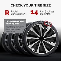 Vista 3 de 4 tapacubos universales de 14 pulgadas, para la mayoría de automóviles, color negro y plateado