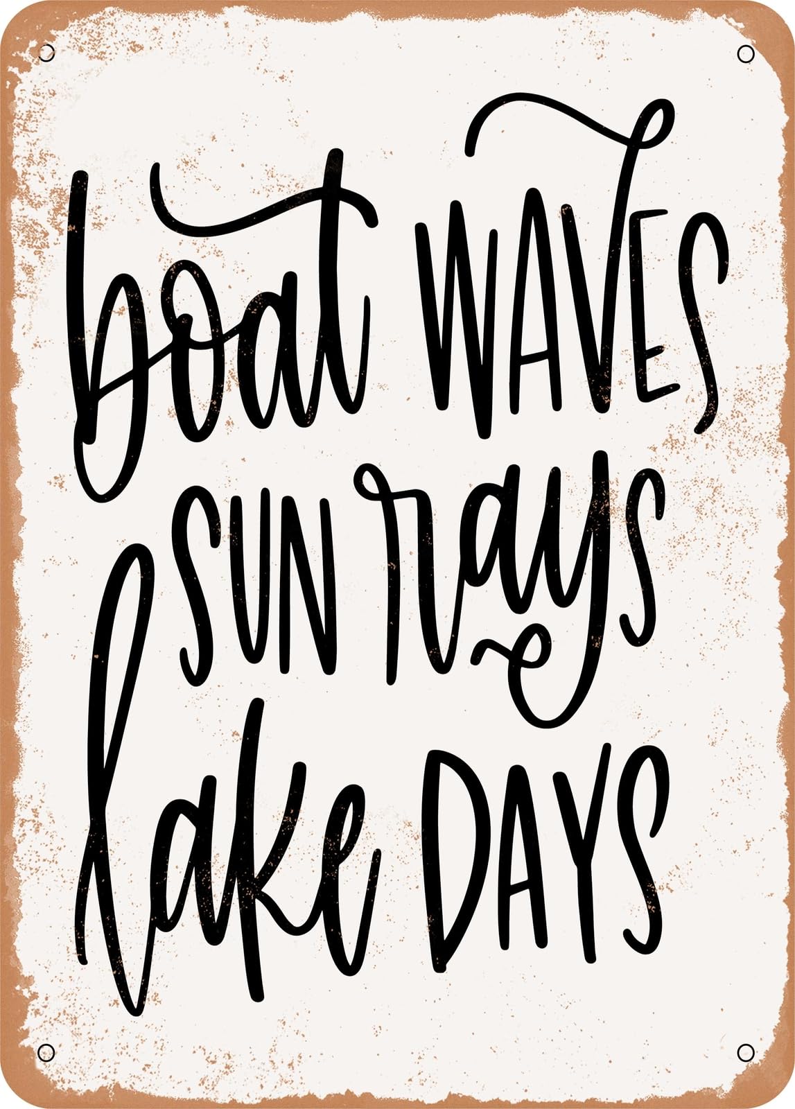 Metal Sign - Boat Waves Sun Rays Lake Days - 2 - Vintage Rusty Look home decor