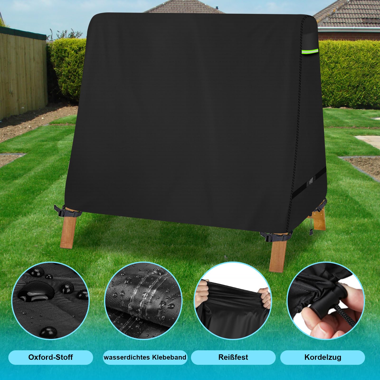 A-Rahmen Schaukelabdeckung 600D Oxford - Wasserdicht Für Hollywoodschaukel 200x140x180cm