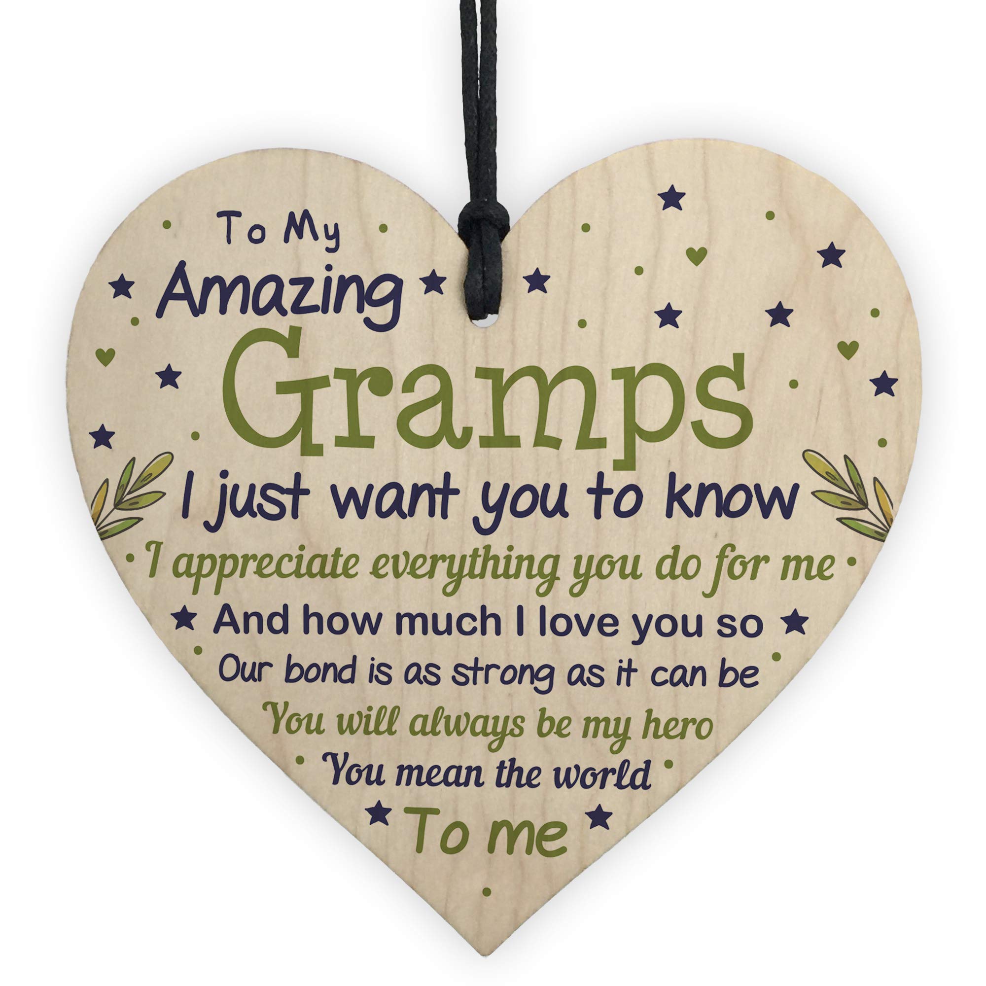 RED OCEAN Cute Gramps Birthday Christmas Wooden Heart Gifts From Grandchildren Grandparent Plaque