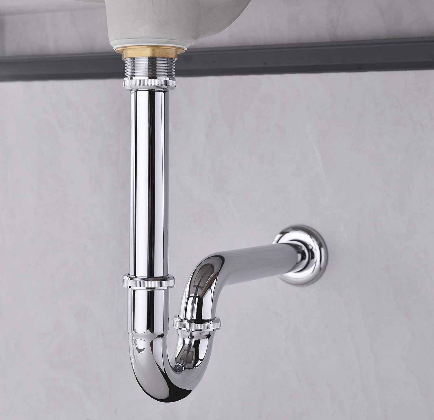 Chrome Brass Adjustable Height Bathroom Sink P-Trap Kit