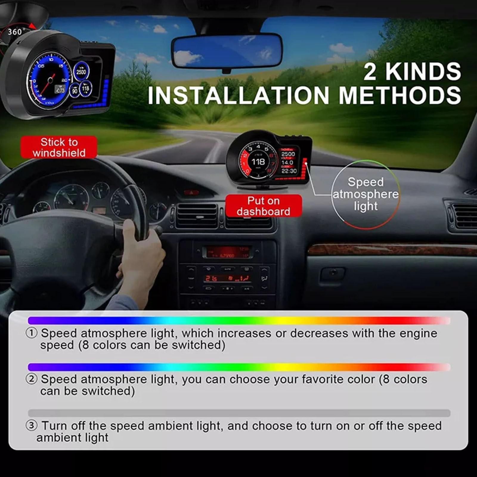 Affichage tête haute HUD multifonction pour véhicules, mode