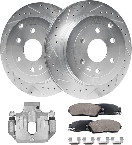 Miniatura 50 de Detroit Axle - Kit de freno delantero para Ford Explorer Mercury Mountaineer 2002-2005 Bujes de rodamiento de rueda perforados y ranurados rotores