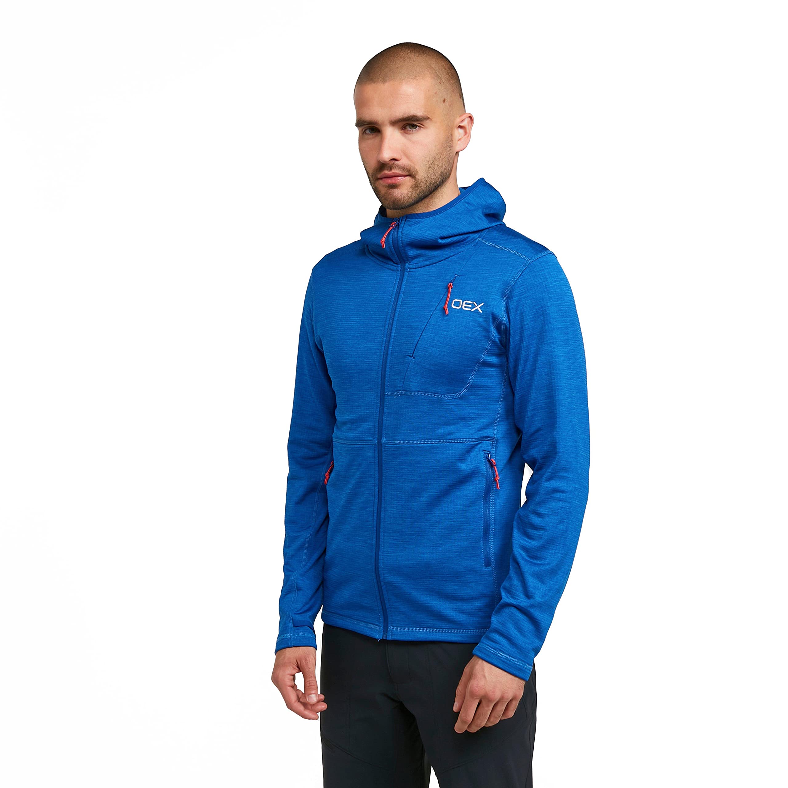 OEX Men’s Basalt Alpine Full-Zip Fleece with Hood and 3 Zipped Pockets, Active Fit & Lightweight Midlayer Jacket, Ideal for Walking, Hiking & Outdoor Recreation