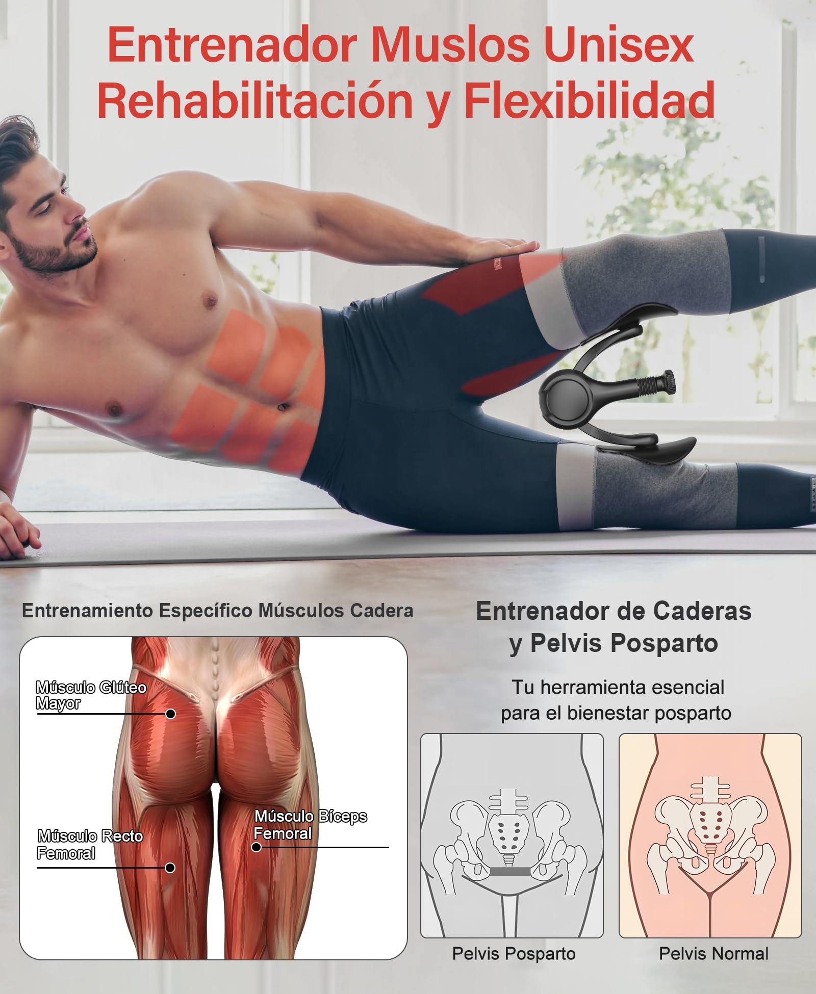 Ejercitador de Muslos y Suelo Pélvico para Mujeres Máquina de Ejercicio Interno de Piernas con Banda de Resistencia Kegel Trainer Tonificador de Glúteos y Musculatura Abdominal para Casa