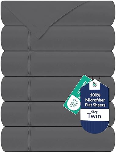 Royale Linens Juego de 6 sábanas encimeras a granel, sábanas superiores, microfibra suave de 1800, resistente a las arrugas y a las manchas, para