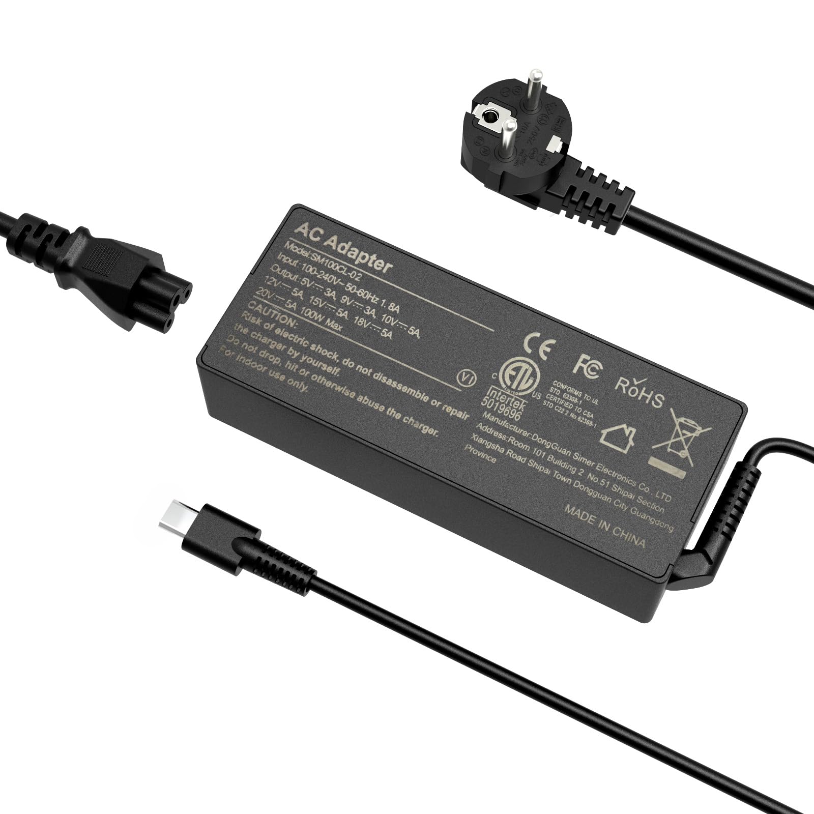 65W USB C Netztel Laptop Ladekabel für MacBook Pro Ar, HP Eltebook