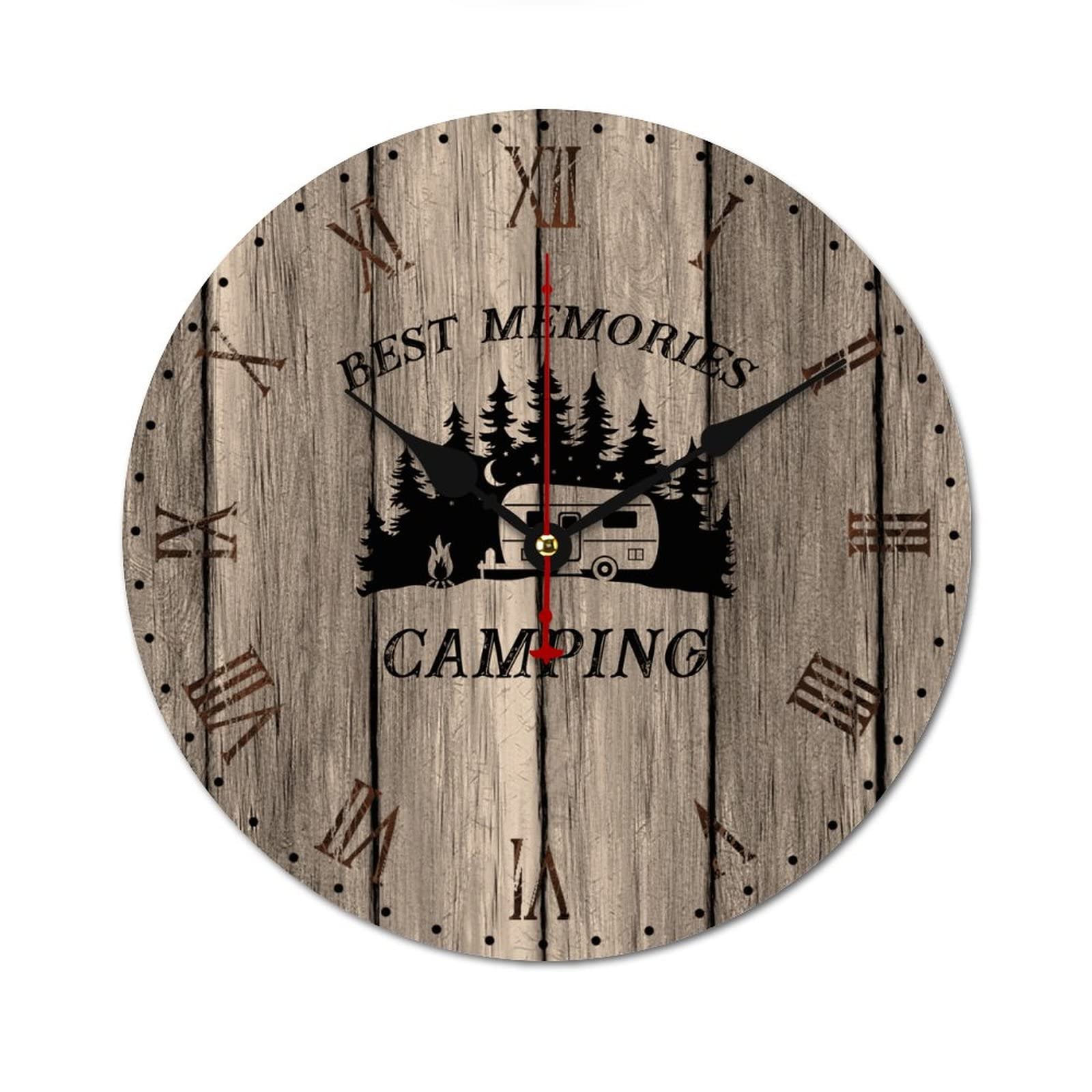 Horloge murale à quartz rétro, le cadeau idéal pour fan de camping