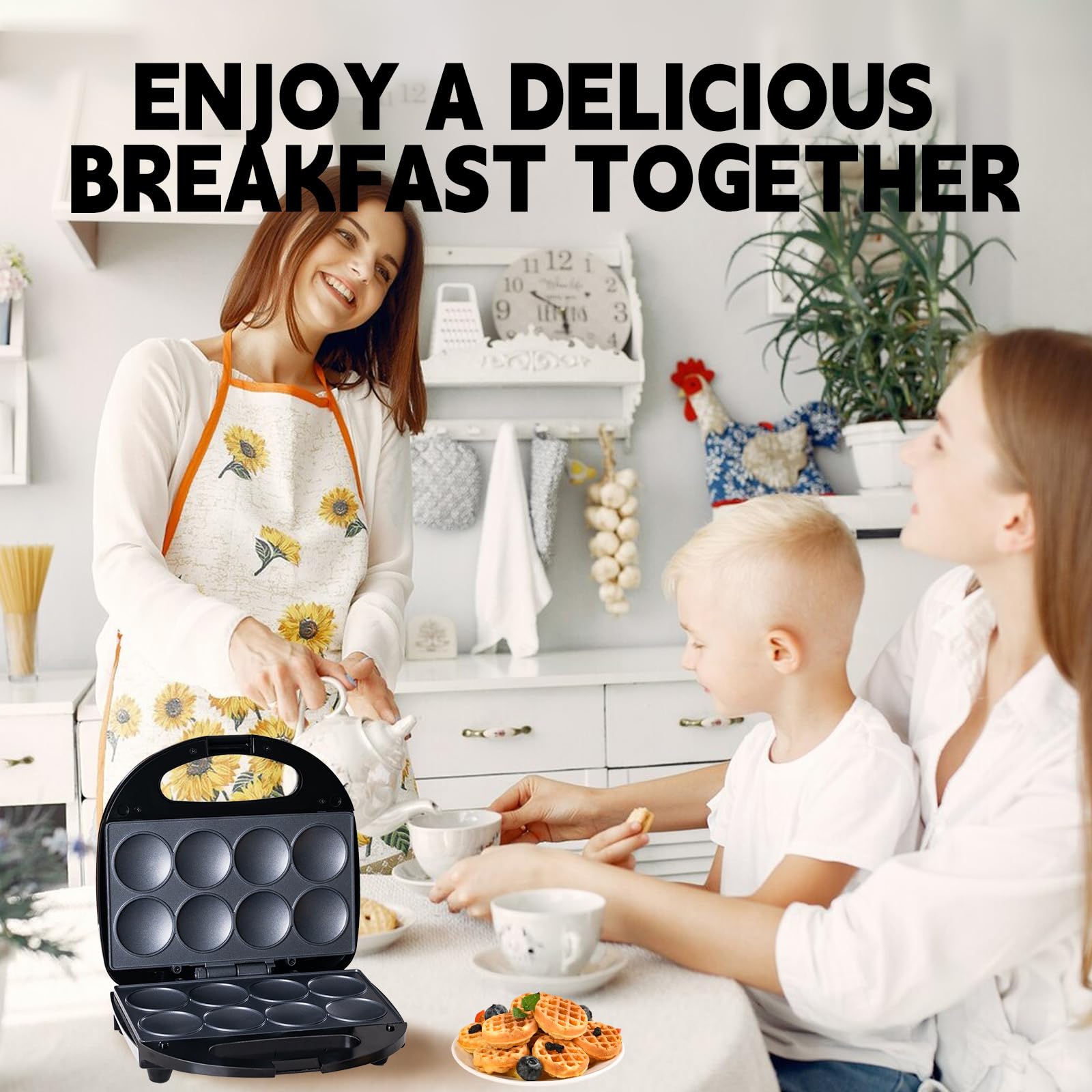 Mini Pancake Maker, Machine Nonstick Small Pancake Maker with Quick Heat-Up Make 8 pcs Pancakes, Pancake Maker for Kids, Just Add Batter, Suitable for Breakfast, Snacks, Desserts (Mini Pancakes Maker)