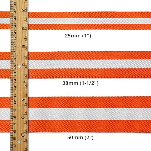 Miniatura 4 de Cinta de cinta de 1.969 in (2 pulgadas), cinturón de cintura por 2 yardas, naranjablanco, TR-11841