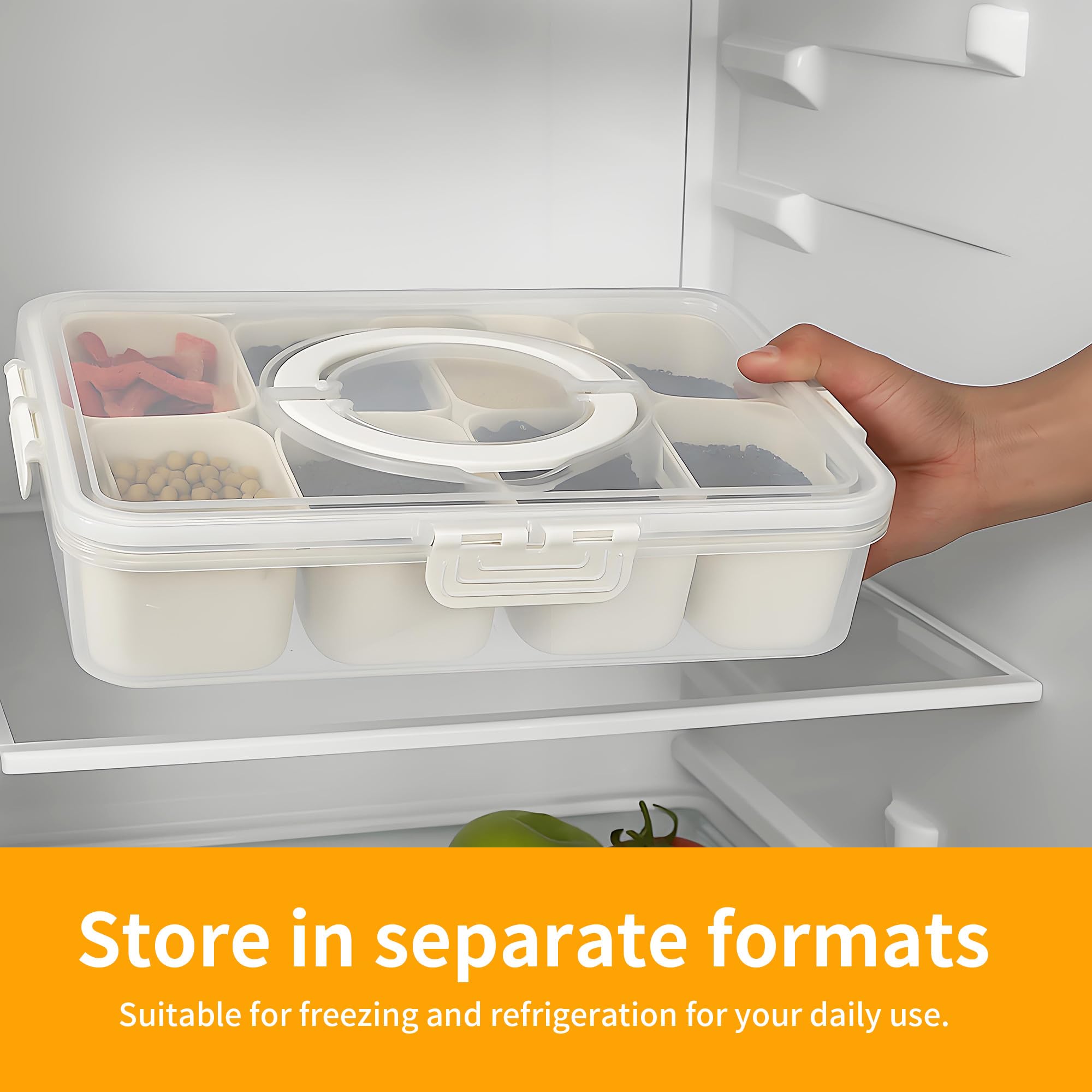 MWFJBZXR Snackbox Mit 8 Fächern - BPA Frei Spülmaschinenfest Mit Deckel