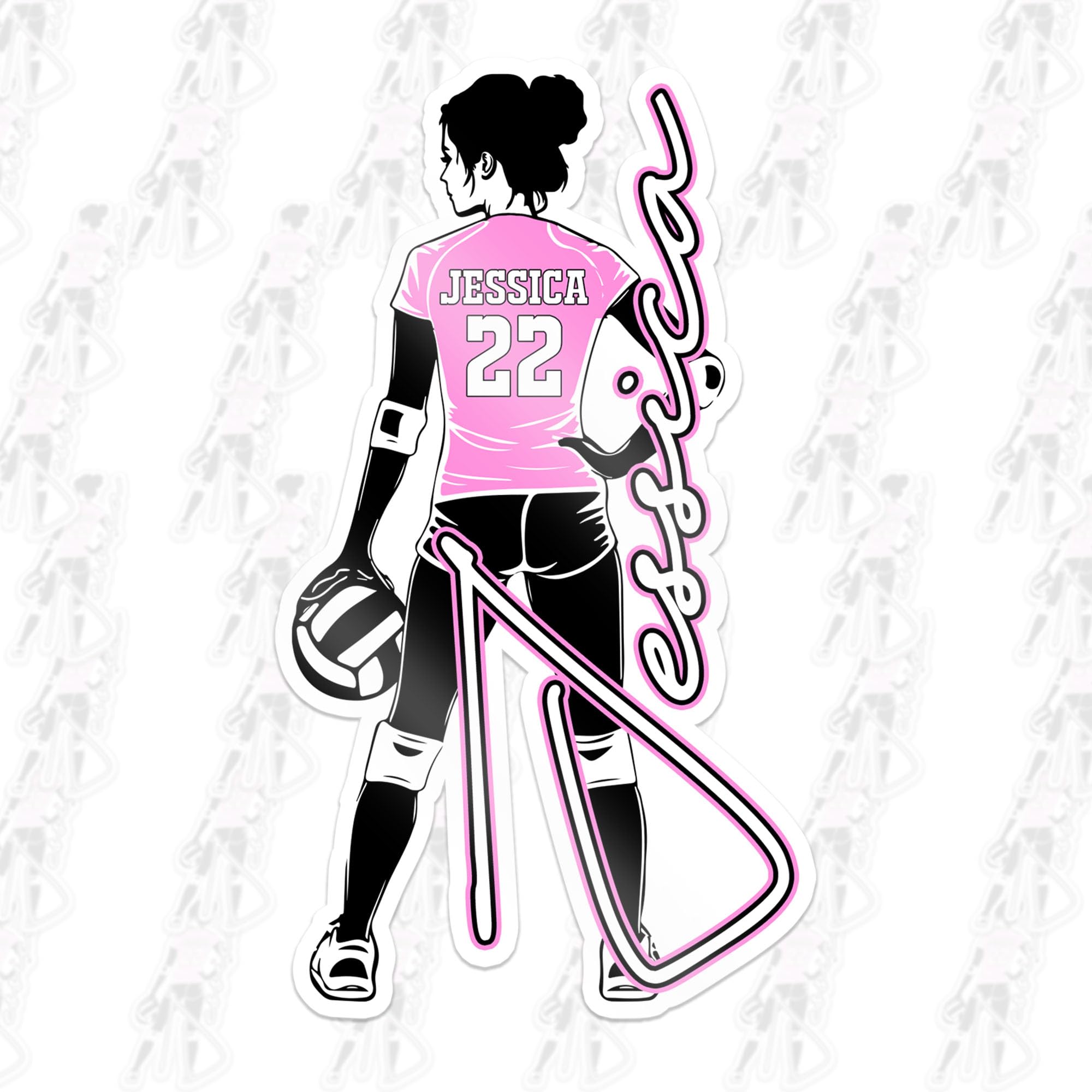 Custom Volleyball Sticker Personalized Customized Volleyball Girl Player Name Decals Waterproof Vinyl Decal for Water Bottles Tumbler Laptop Hard Hat
