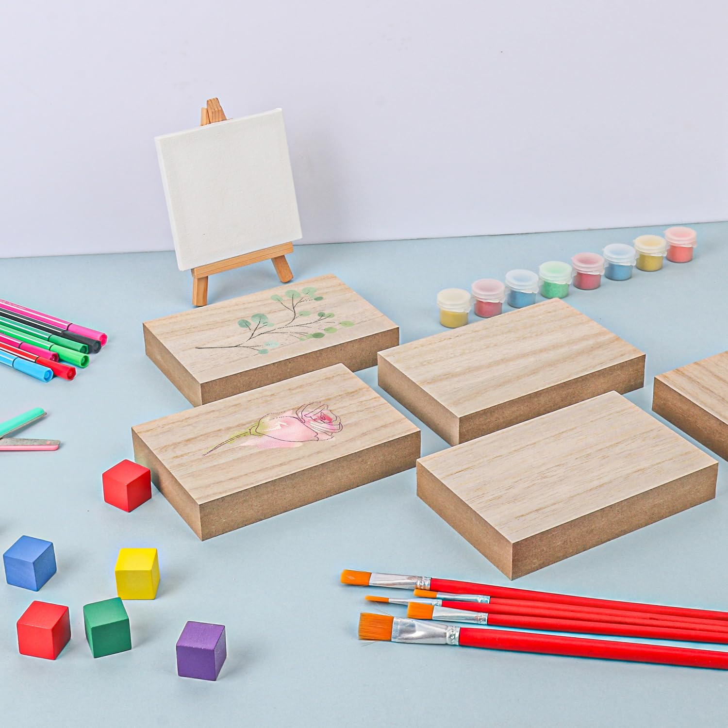 Paquete de 10 bloques rectangulares de madera MDF sin acabar, bloques de madera de 3.9 x 5.9 pulgadas para manualidades, proyectos de bricolaje y decoración personalizada
