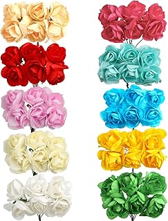 CCINEE 120 PCS Mini Paper Flowers,30mm in Assorted Colors Artificial Flowers for DIY Crafts Projects Scrapbooking Wedding Decorations Valentine 10 Colors