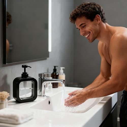 Miniatura 7 de Dispensador de jabón de manos con bomba, 10 onzas, 10.1 fl oz, botella dispensadora de líquido portátil para lavado de manos, dispensador de jabón