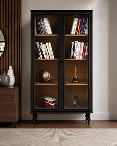 Estante Para Livros Ditália 2 Portas Vidro E-957 Cor:preto