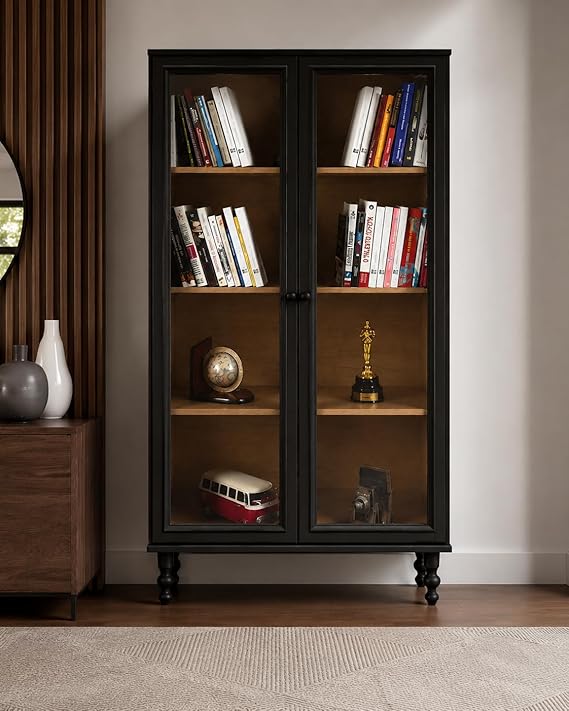 Estante Livros Ditália E-957 2 Portas Vidro - Preto