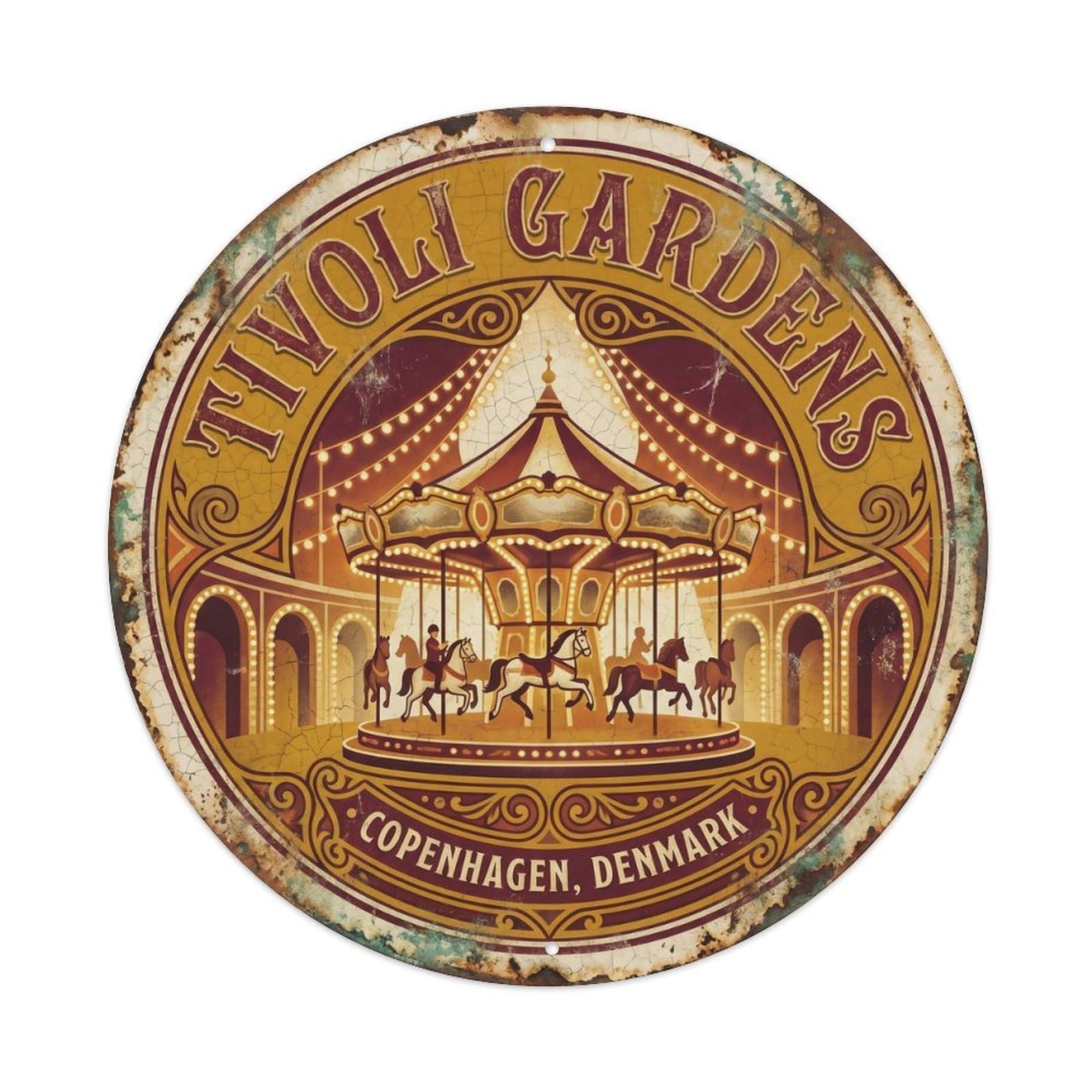 Gardens Enchanted Lounge Park Metal Tin Sign Plaque Wall Decor for Cafe, Club, Garden Round Metal Poster 8x8Inch