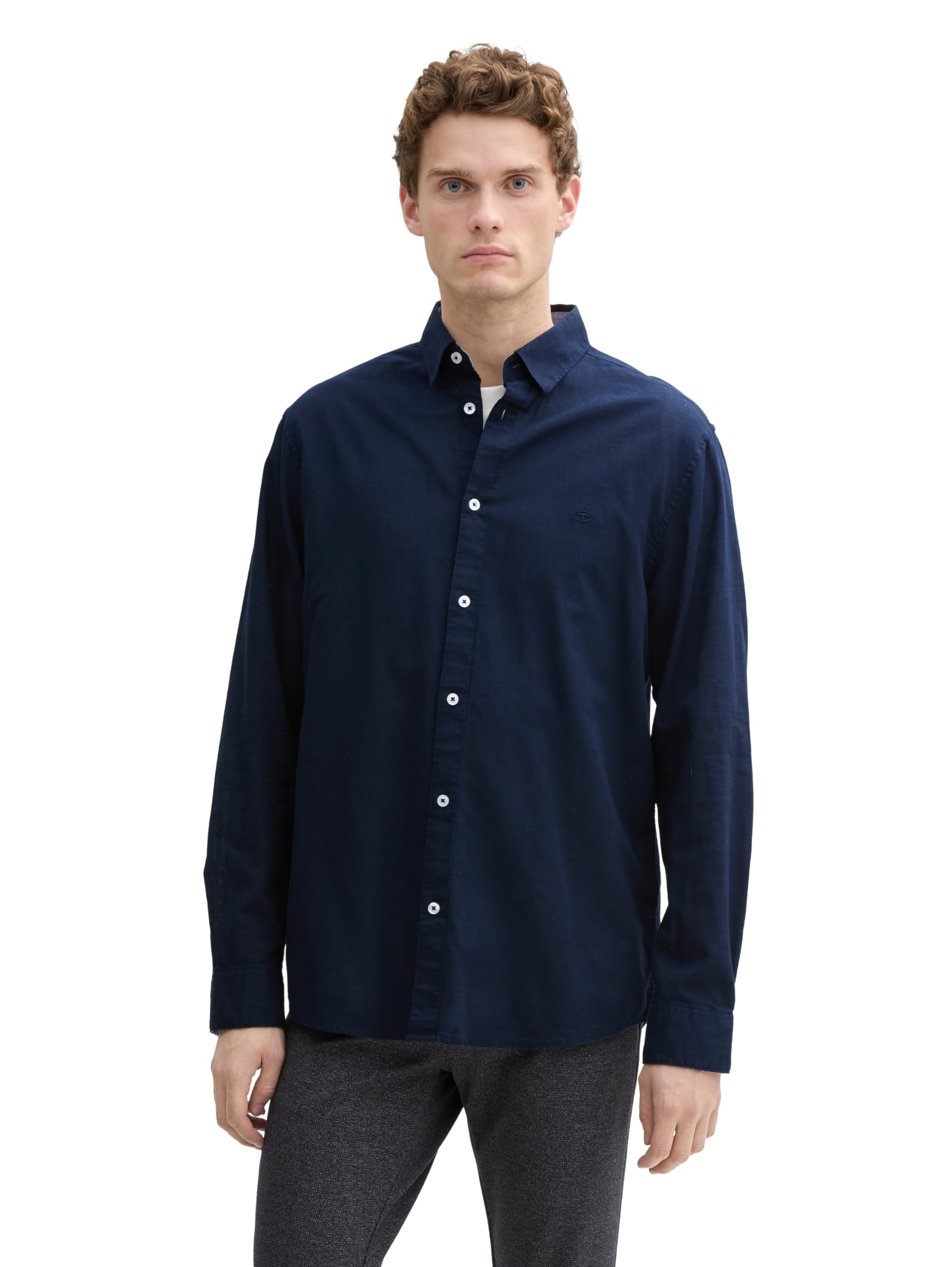 TOM TAILOR Men's Regular Fit Shirt with Embroidered Logo