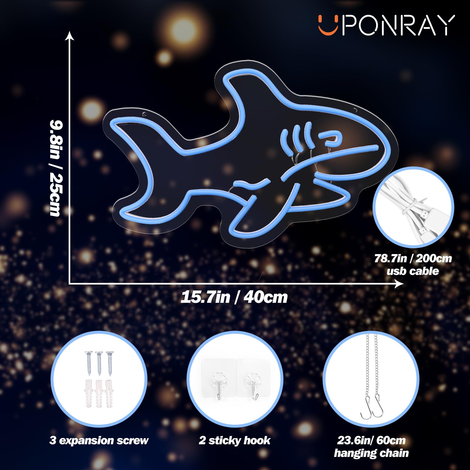 Amazon.co.jp: UponRay サメネオンサイン ブルーシャークネオンライト