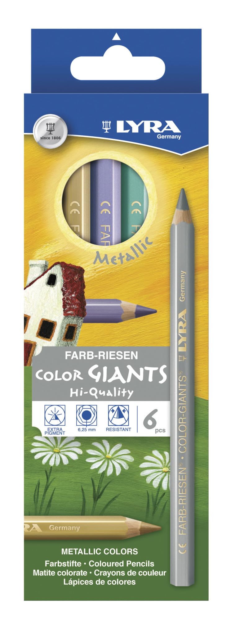 Lyra Color-Giants Pencils, Assorted Metallic Colors, Set of 6
