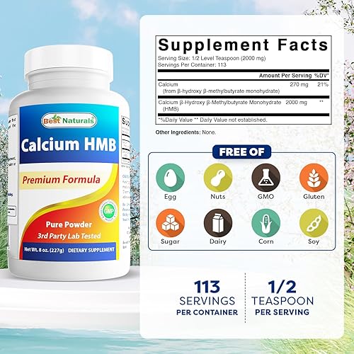 Miniatura 2 de Best Naturals HMB (Beta-hidroxi beta-metilbutirato) polvo puro 8 oz