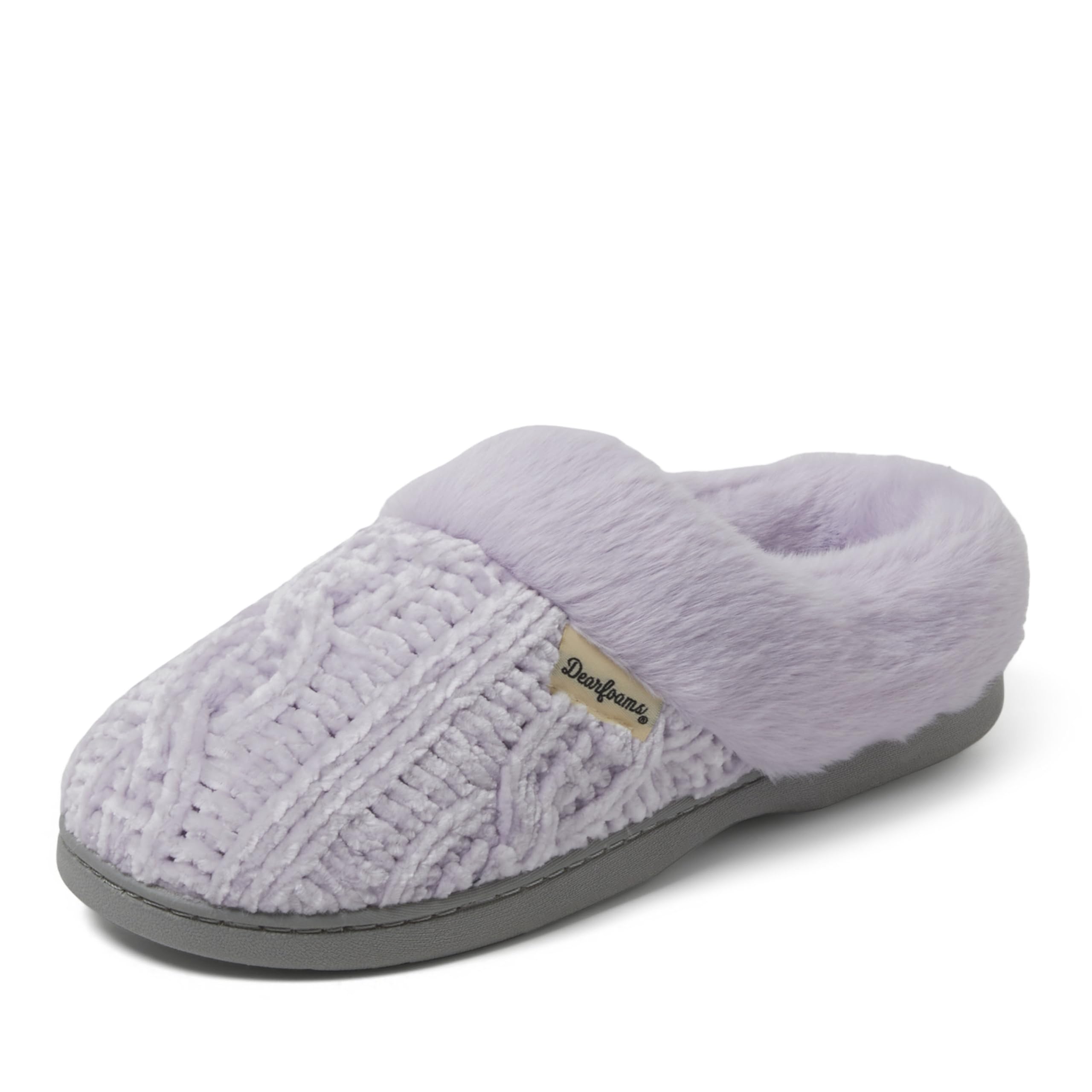 dearfoams Women's Marled Cable Knit Chenille Clog with Wide Widths Slipper-picture-26
