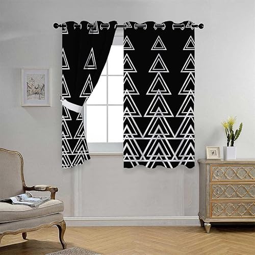 Miniatura 3 de Cortinas para Sala Elegantes Modernas Geometría Negra Celosía Divisor Moderno para Separación de Habitaciones, Bloqueador de Ruido de Ventana 72