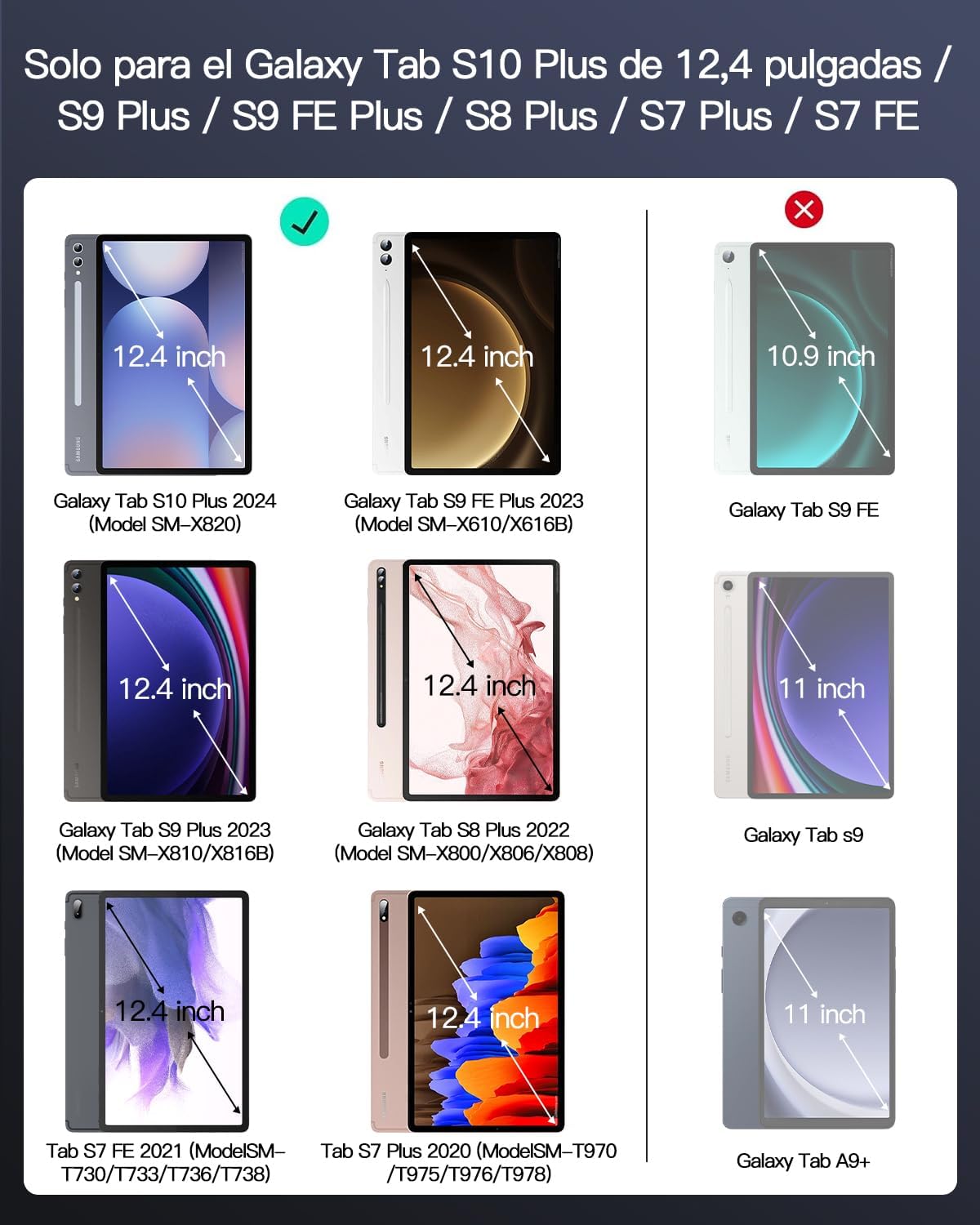 ORDA Keyboard Case for Samsung Galaxy Tab S10+ Plus/S9+ Plus/S9 FE+ Plus/S8+ Plus/S7+ Plus/S7 FE Case with Keyboard 12.4" Magnetic Landscape/Portrait Stand Multi-Gesture Trackpad,Backlit,Pen Holder