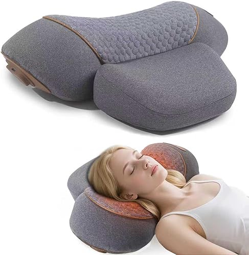 Almohada masajeadora de cuello 3 en 1, masajeador de tracción con masaje de compresión caliente, almohada de masaje joroba de cuello con cable extra