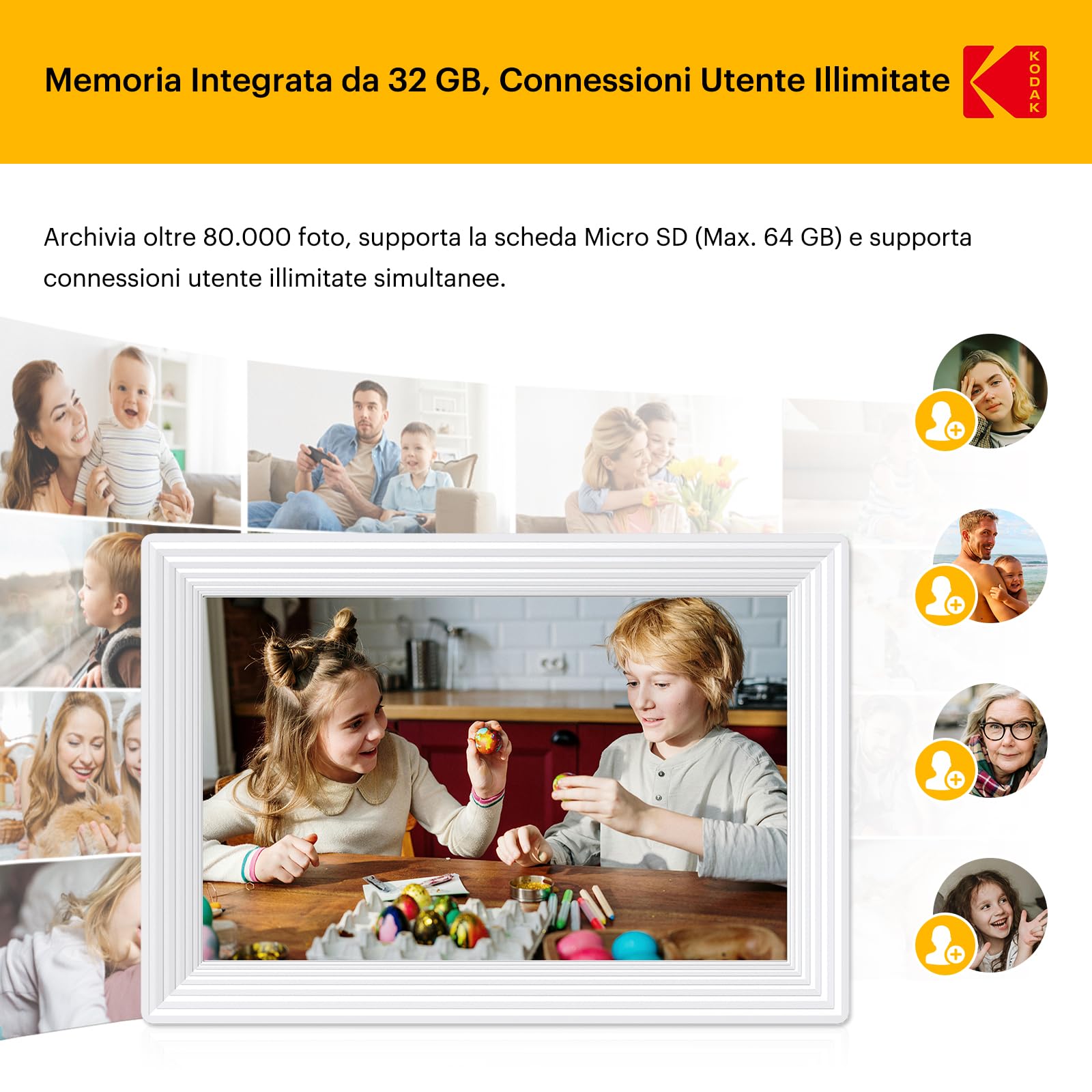 KODAK 10,1 Pollici Cornice Digitale WiFi 32GB Touch Rotazione Automatica