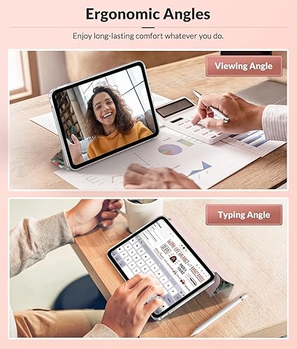 Miniatura 5 de MoKo Funda para iPad de 10 generación 2022, funda para iPad 10.9 con cubierta trasera de TPU suave translúcido esmerilado, funda delgada con soporte