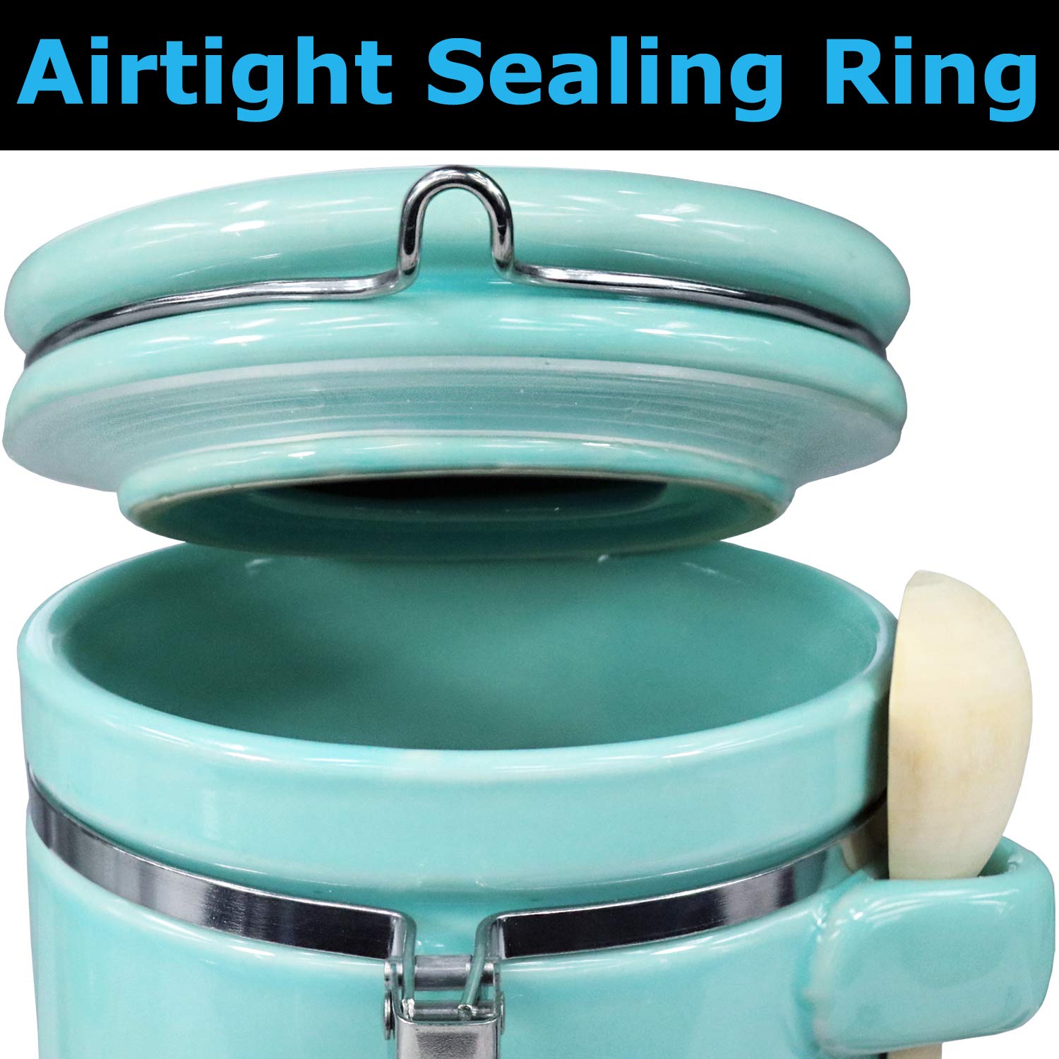 Blue Donuts 40 Oz Ceramic Airtight Jar, Ceramic Airtight Food Storage
