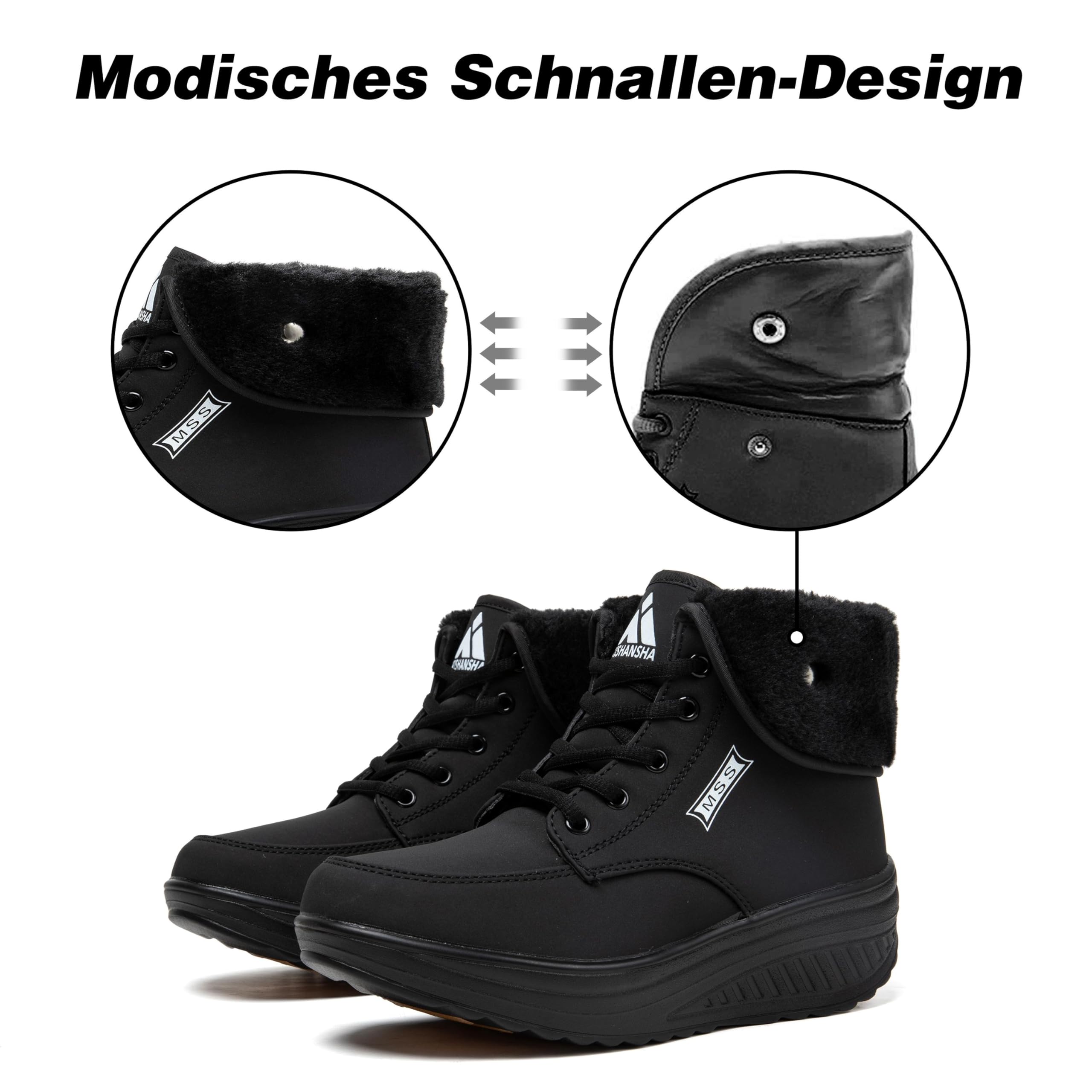 Mishansha Impermeabile Stivali Scarpe Neve Donna Scarponcini Invernali Calda Boots Antiscivolo Stivaletti All'Aperto Gr.36-42