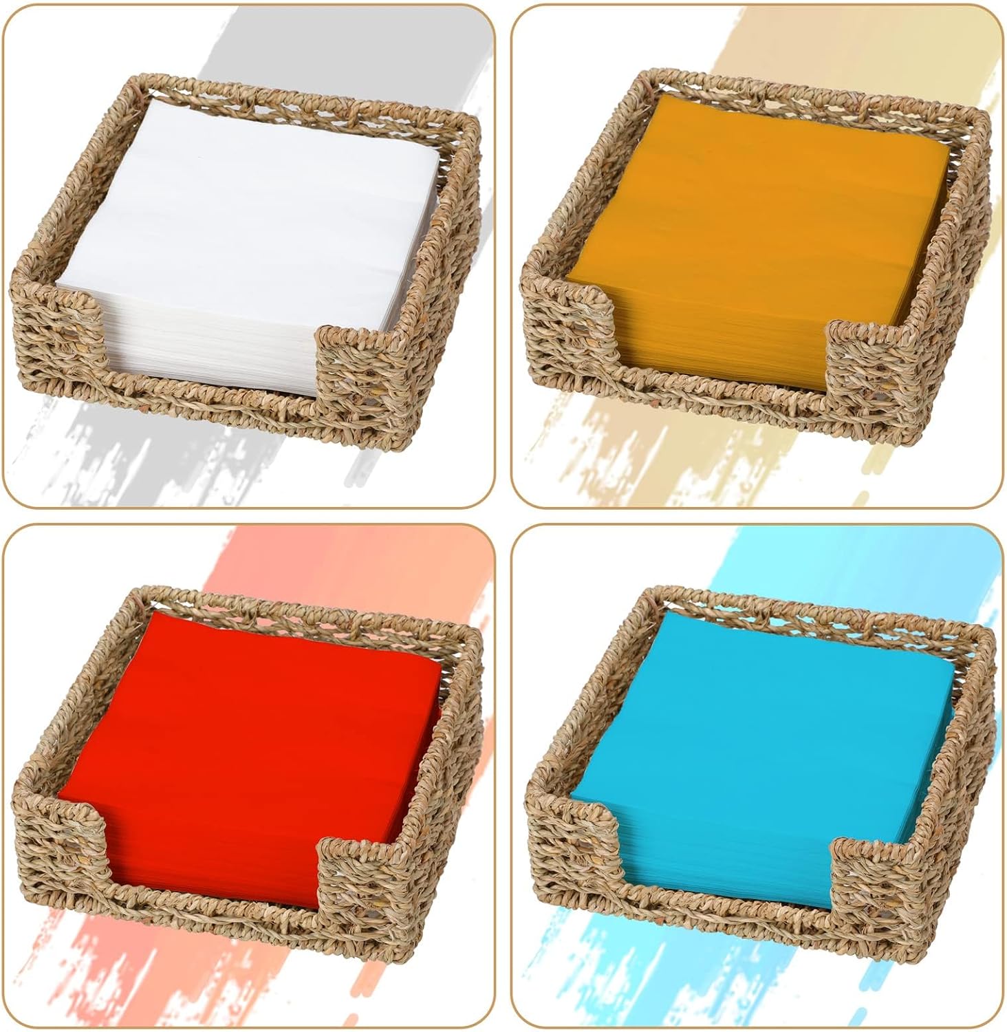 Napkin Holder Wicker Woven Basket Kitchen Decor for Table Dinner Paper Tray