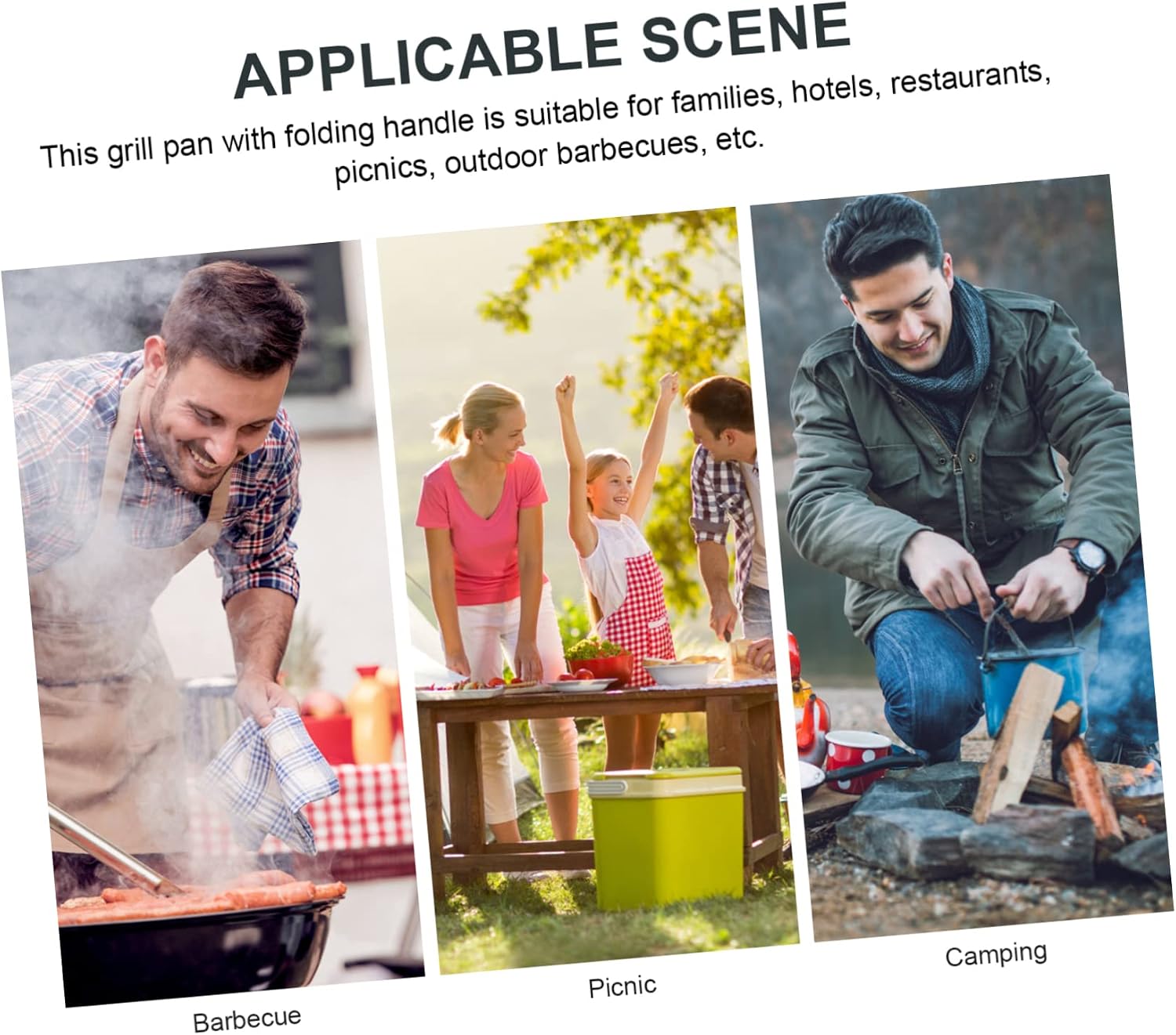 Outdoor Nonstick Grill Pan Folding Handle Grilling Skillet for Picnics and Parties Bbq Accessory Even Heat Distribution