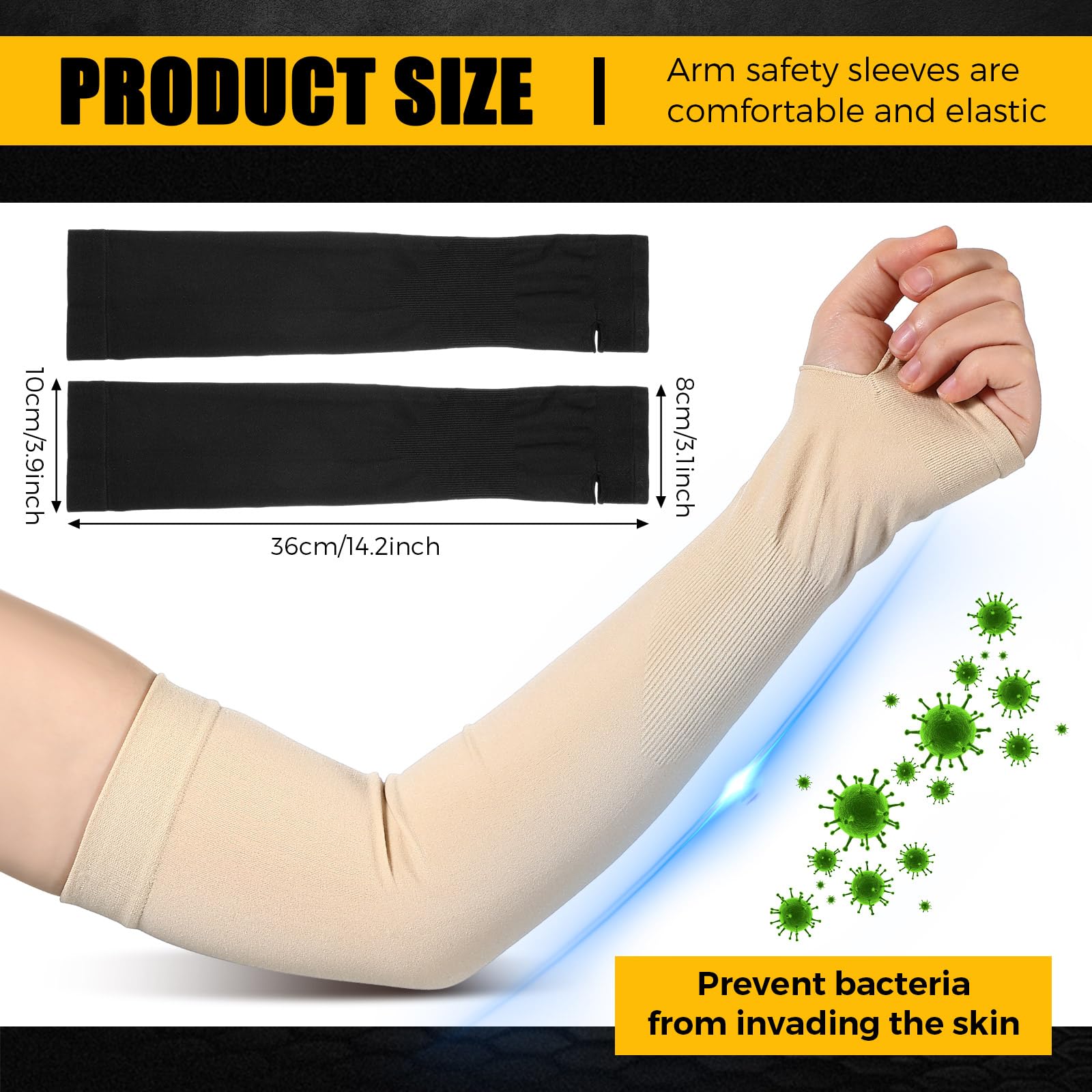 Janmercy 4 pares de mangas protectoras de brazo para piel fina, ancianos, moretones, abrasiones, protección de brazos