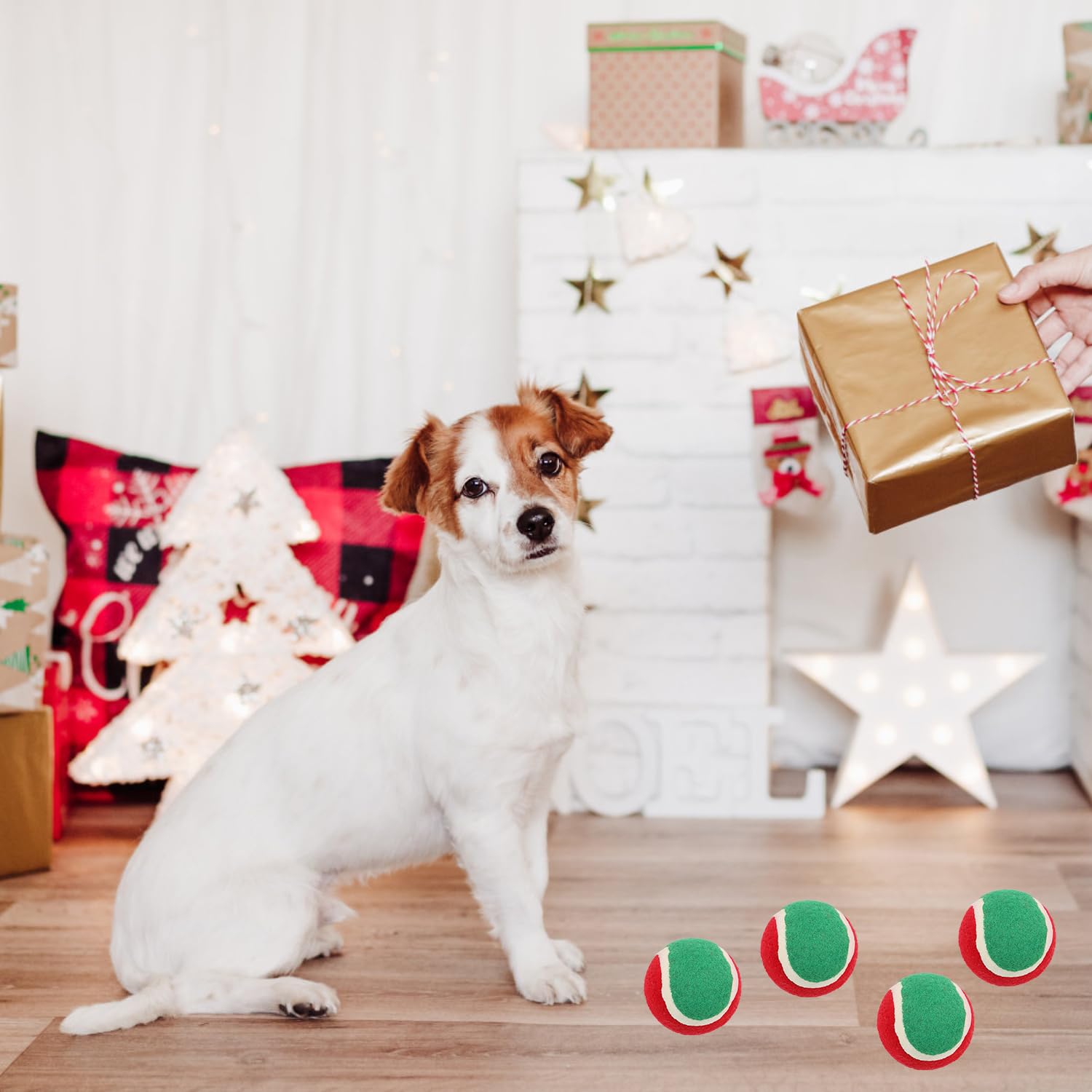 JUFYVO 6pcs Christmas Themed Tennis Balls Dog Toy Durable Pressurized Tennis Balls Christmas Ornaments Xmas Tennis Ornament for Christmas - Image 3